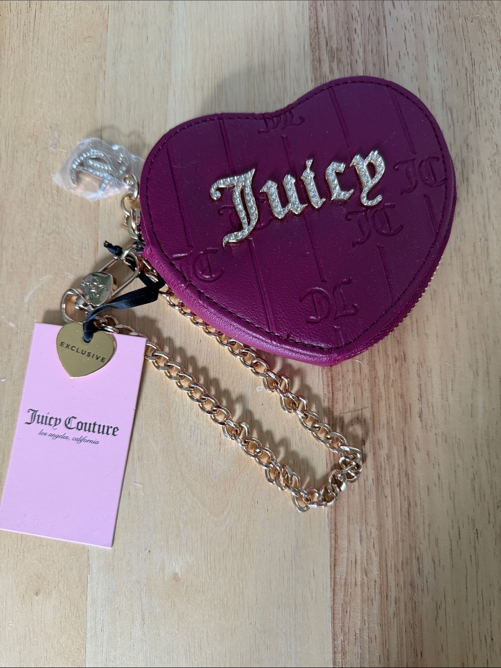 Juicy Couture Drama Queen Heart Coin Case Wristlet - Plum Berry